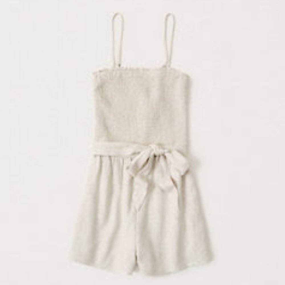 Abercrombie & Fitch Strapless Linen-Blend Romper, Size S